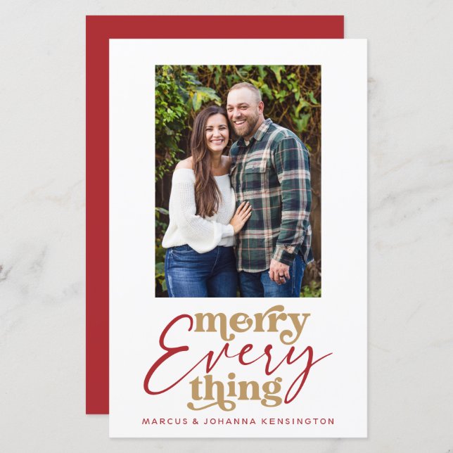 Budget Christmas Merry Everything Holiday Photo  (Front/Back)