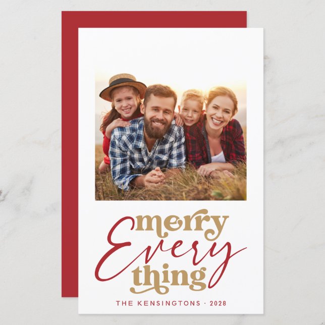 Budget Christmas Merry Everything Holiday Photo  (Front/Back)