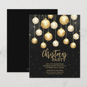 Budget Christmas Ornaments Black and Gold Invites