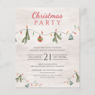 Budget Christmas Party Lights Decor Invitation Flyer