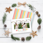 budget Christmas photo collage rainbow cute  Card<br><div class="desc">budget Christmas photo collage rainbow cute fun all is bright design. Ideal for a modern family holiday range.</div>