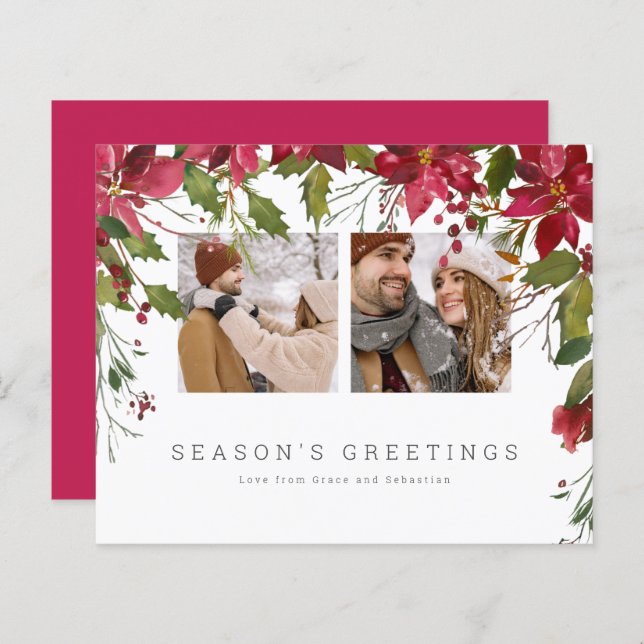 BUDGET Christmas Poinsettia Photo Personalised (Front/Back)