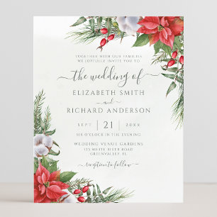 Budget Christmas Poinsettia Wedding Invitation