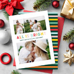 budget Christmas rainbow colourful bright 1 photo Card<br><div class="desc">budget Photo collage christmas rainbow colourful stripe all is bright fun family holiday collection.</div>