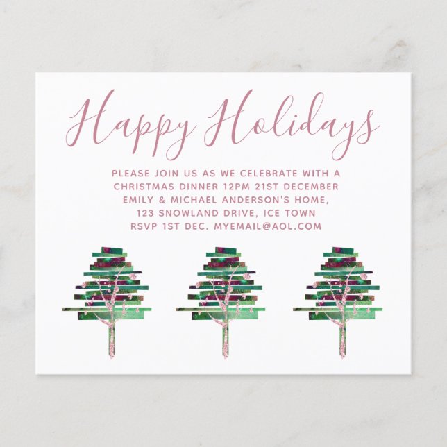 Budget Christmas Rose Gold Invites, Letter (Front)