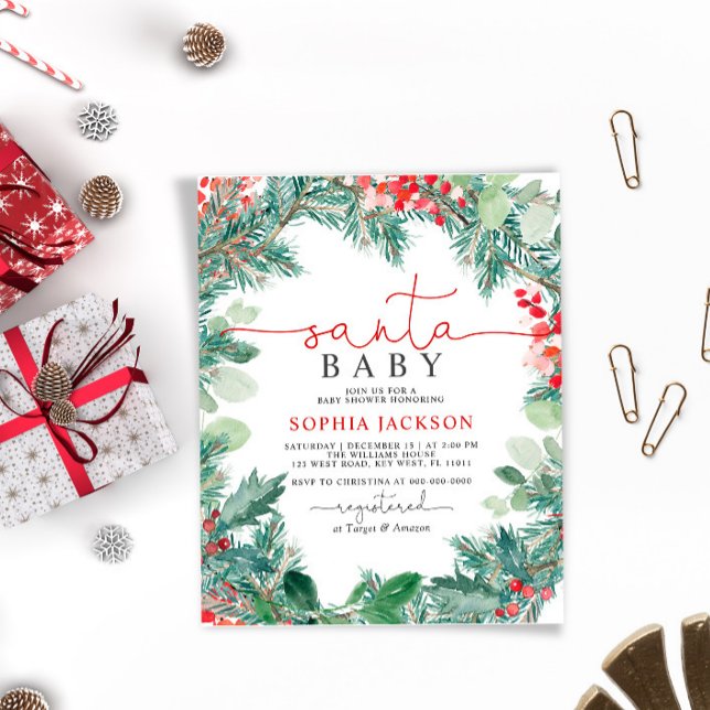Budget Christmas Santa Baby Shower Invitation (Creator Uploaded)