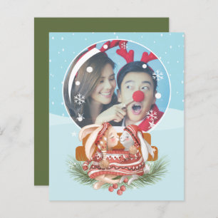 BUDGET Christmas Snow Globe Rabbit Couple Photo