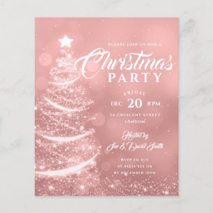 Budget Christmas Sparkle Rose Gold Holiday Invite