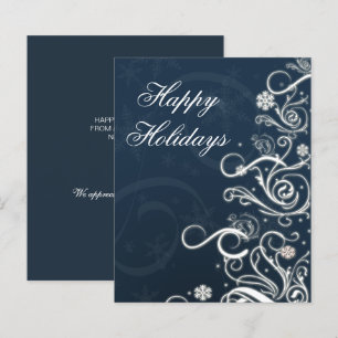 Budget Christmas Tree Blue Business Holiday Card