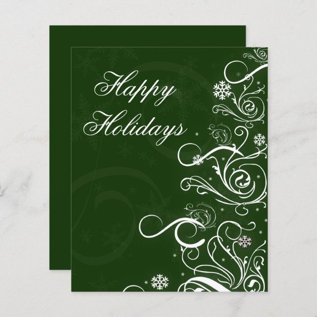 Budget Christmas Tree Green Business Holiday Card (Front/Back)