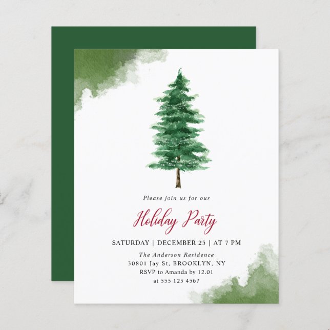 Budget Christmas Tree Green Holiday Party Flyer (Front/Back)