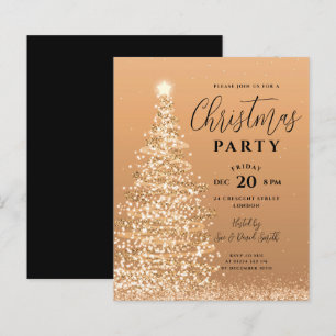 Budget Christmas Tree Party Copper Holiday Invite