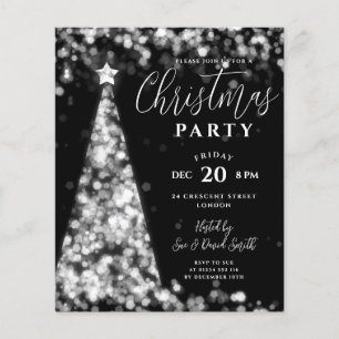 Budget Christmas Tree Silver Black Modern Party Flyer