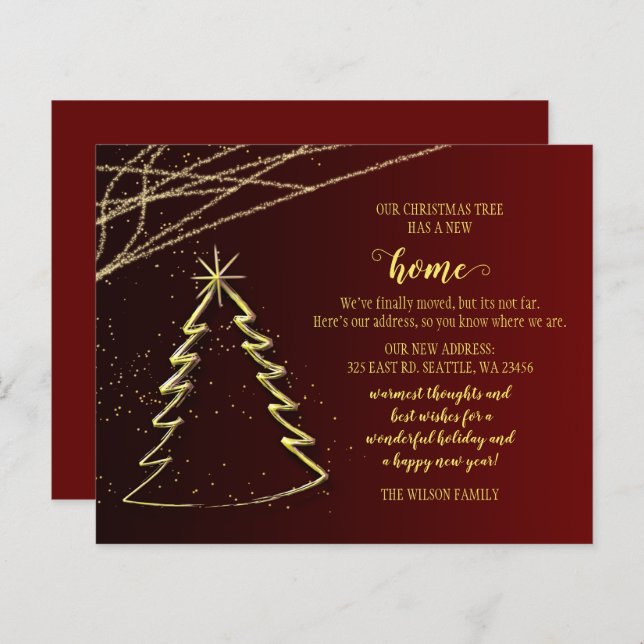Budget  Christmas Tree We've Moved Holiday Card (Front/Back)