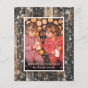 Budget Christmas Wood Photo Holiday Card 
