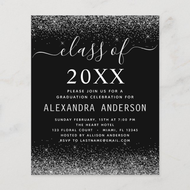 Budget Class of 2022 Photo Graduation Silver Black Flyer (Front)