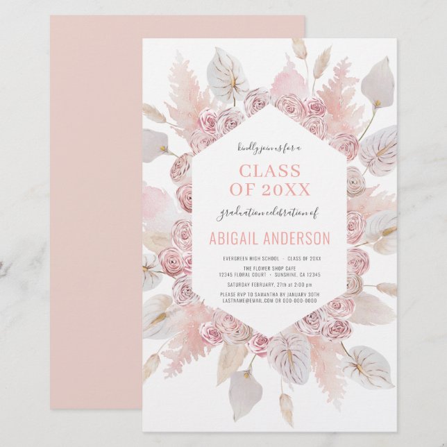 Budget Class of 2023 Boho Grad Party Invitation (Front/Back)