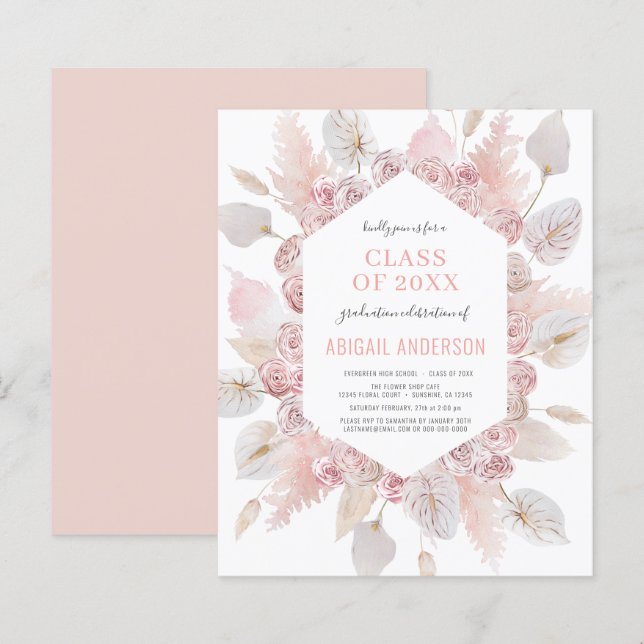 Budget Class of 2023 Boho Grad Party Invitation (Front/Back)