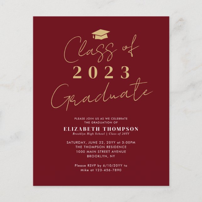 Budget Class of 2023 Red Gold Graduation Party (Front)