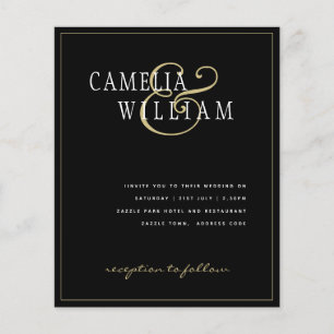 BUDGET Classic Black Gold White Wedding Invite Flyer