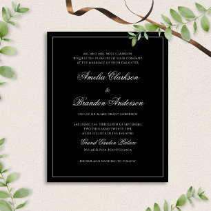 BUDGET Classic Black & White Border Script Wedding
