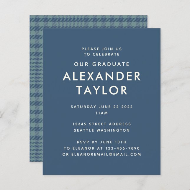 Budget Classic Blue Glen Plaid Pattern Graduation  (Front/Back)