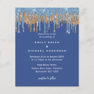Budget Classic Blue Gold Dripping Glitter Wedding