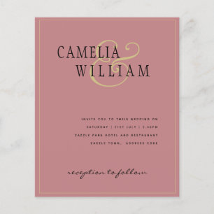 BUDGET Classic Dusty Rose Pink Gold Wedding Invite Flyer