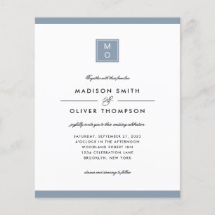 BUDGET Classic Elegant Dusty Blue Monogram Wedding