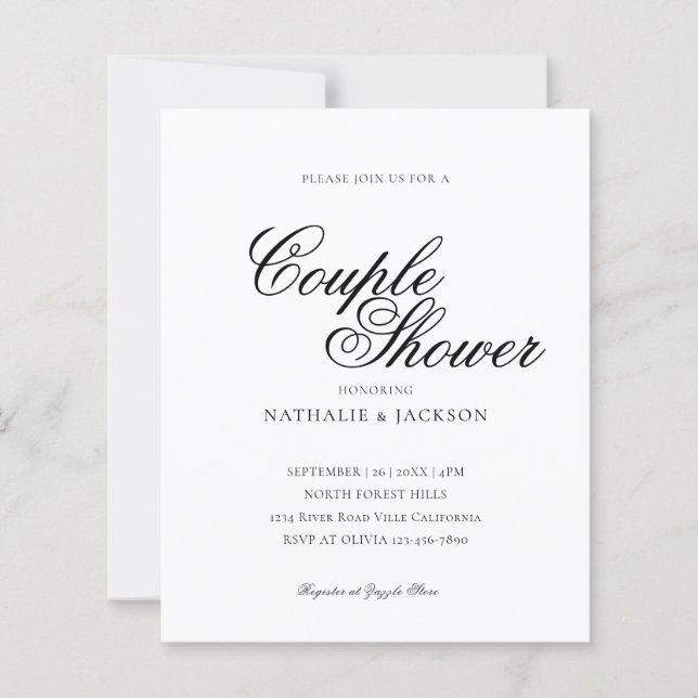 BUDGET Classic Elegant Script Couple Shower (Front)