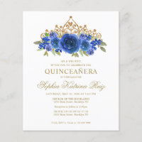 Budget Classic Floral Royal Blue Tiara Quinceañera