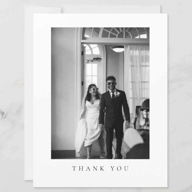 Budget Classic Formal Wedding Photo Thank You Card (Front)
