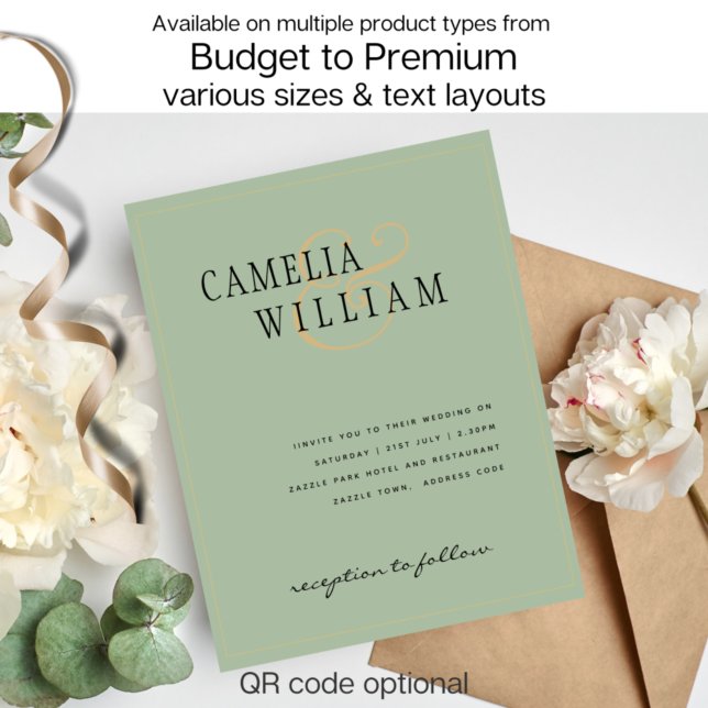 BUDGET Classic Sage Green Gold Wedding Invite Flyer (Creator Uploaded)