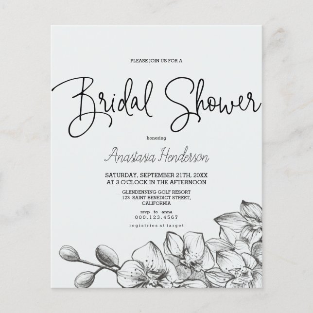 Budget Classic Simple Bridal shower. Flyer (Front)