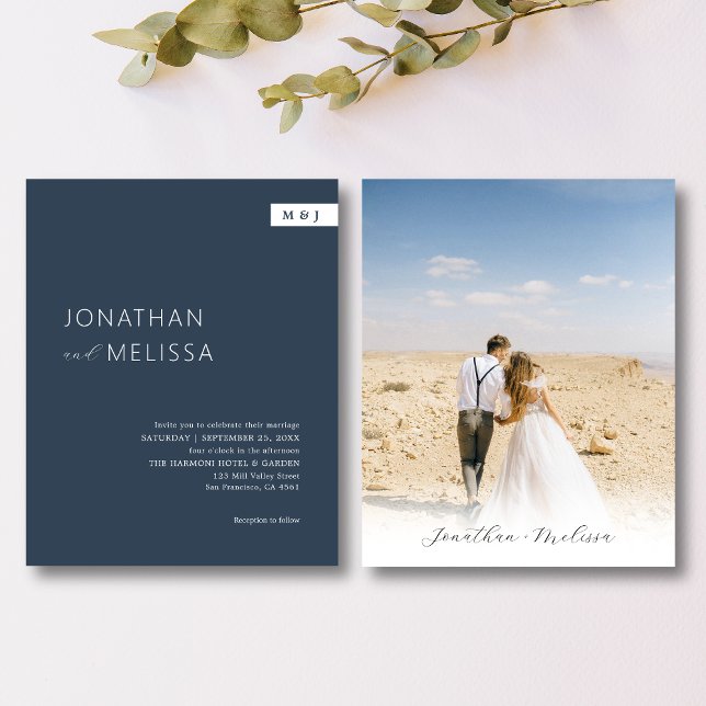 BUDGET Classic Simple Navy Blue Monogram Wedding (Creator Uploaded)