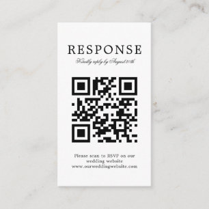 BUDGET Classic Simple Wedding Rsvp QR Code Enclosure Card