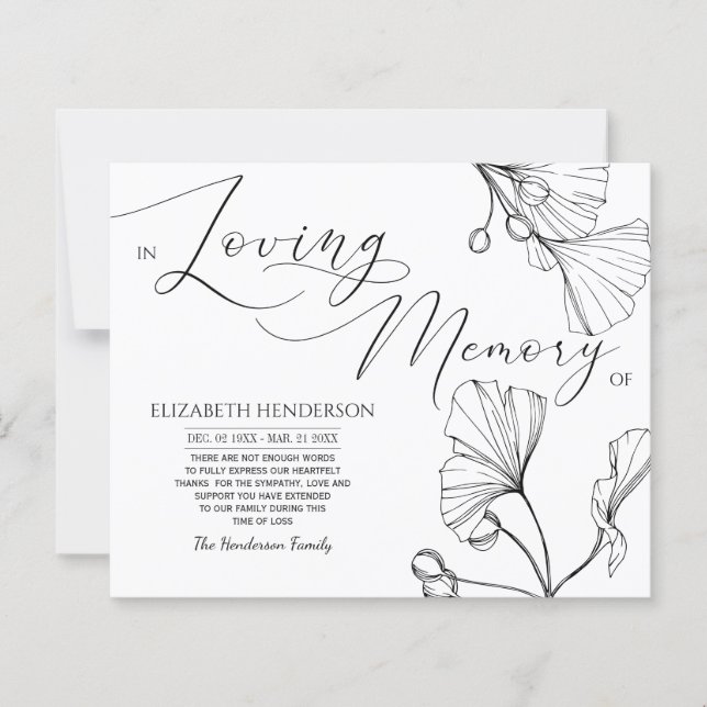 Budget Classic Sympathy Memory /Thank you. (Front)