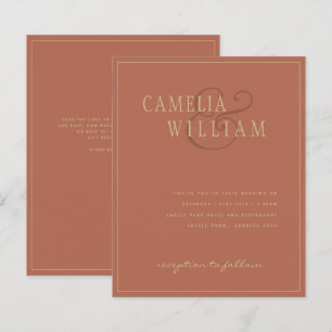 BUDGET Classic Terracotta Gold Wedding Invite
