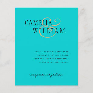 BUDGET Classic Turquoise Gold Wedding Invite  Flyer
