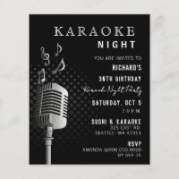 Budget Classy Black Karaoke Night Party Invitation