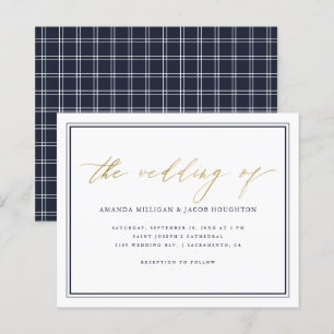 Budget Classy Nautical Navy & Gold Script Wedding