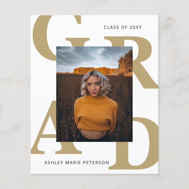 Budget Classy Photo Graduation Invitation (Front)