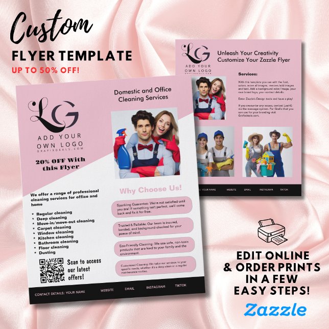 ⭐️BUDGET Cleaning Services DIY Template Blush Pink Flyer (Creator Uploaded)
