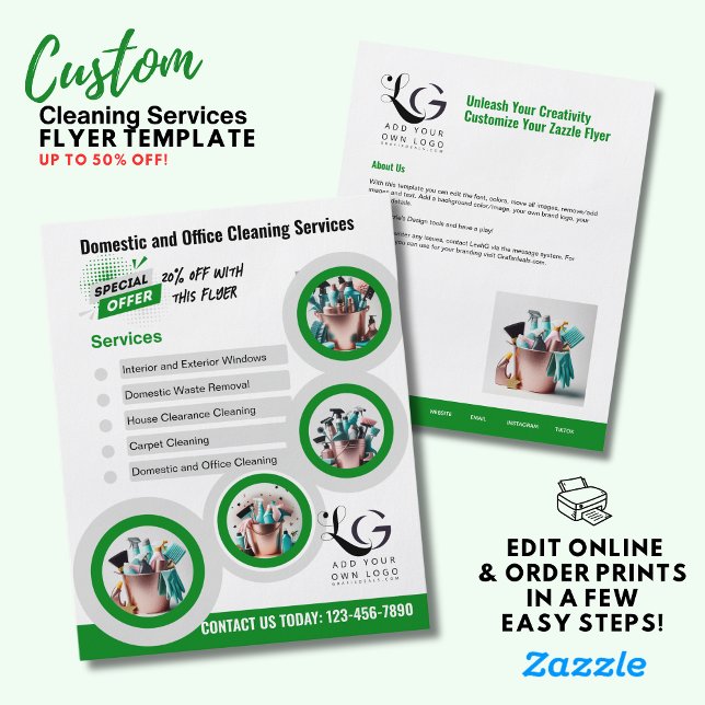 ⭐️BUDGET Cleaning Services DIY Template Green Flyer (Creator Uploaded)