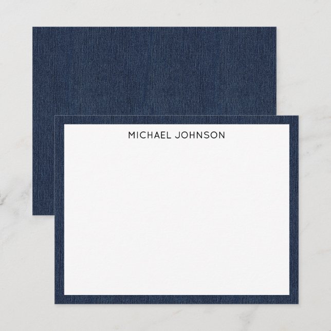 Budget Client Gift, Name, Dark Blue Denim Print Card (Front/Back)