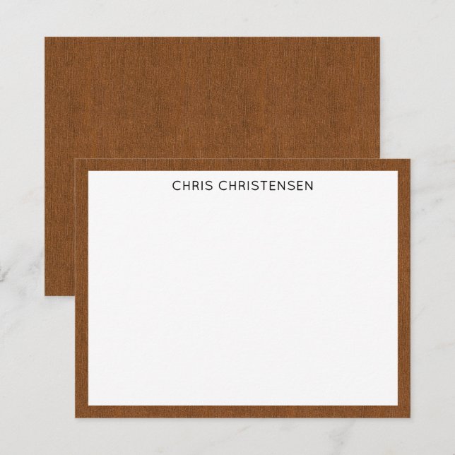 Budget Client Gift, Name, Rich Bronze Denim Print Card (Front/Back)