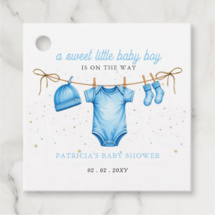 Budget Clothesline Blue Boy Baby Shower invitation Favour Tags