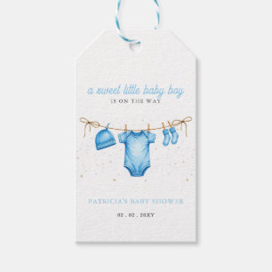 Budget Clothesline Blue Boy Baby Shower invitation Gift Tags