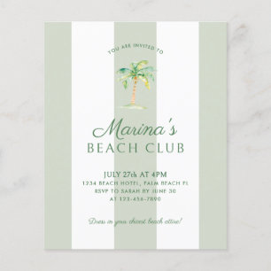 BUDGET Coastal Green Stripes Beach Club Birthday