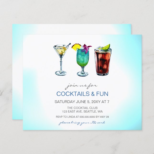 Budget Cocktail party Invitations (Front/Back)
